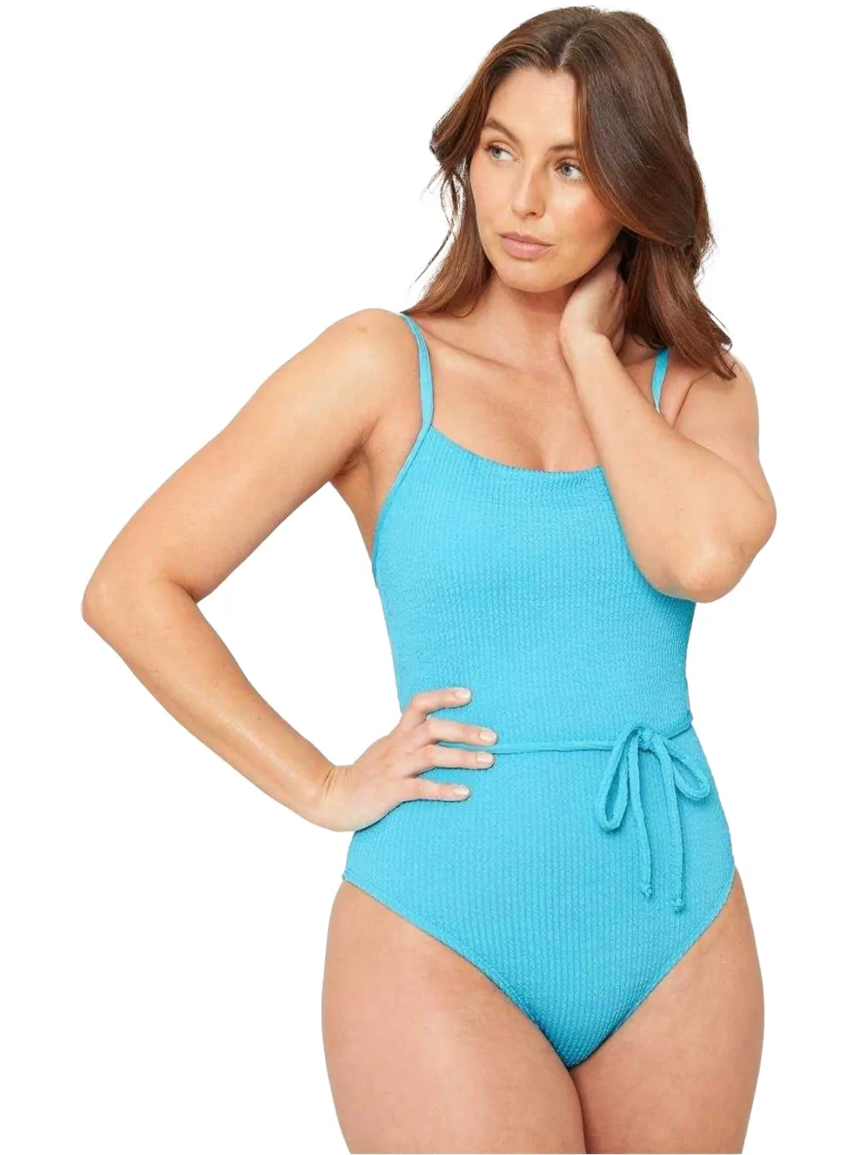 Be You Dameszwempak met riem en structuurpatroon (Aqua), foto 2