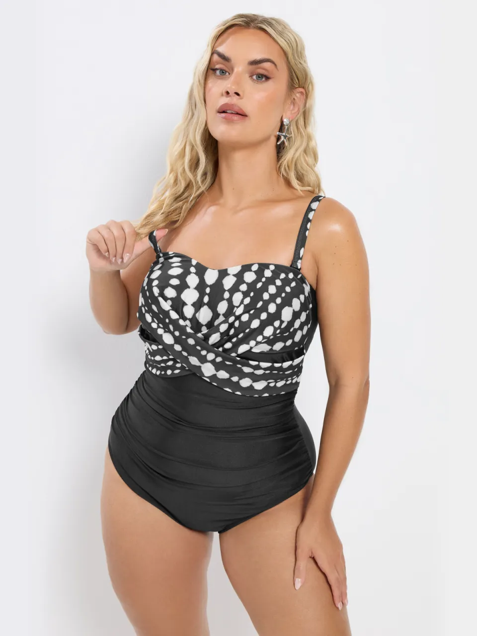 Yours Zwart Crossover Badpak Met Vlekkenprint Black