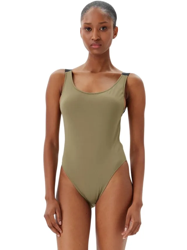 Calvin Klein Scoop Back One Piece badpak groen