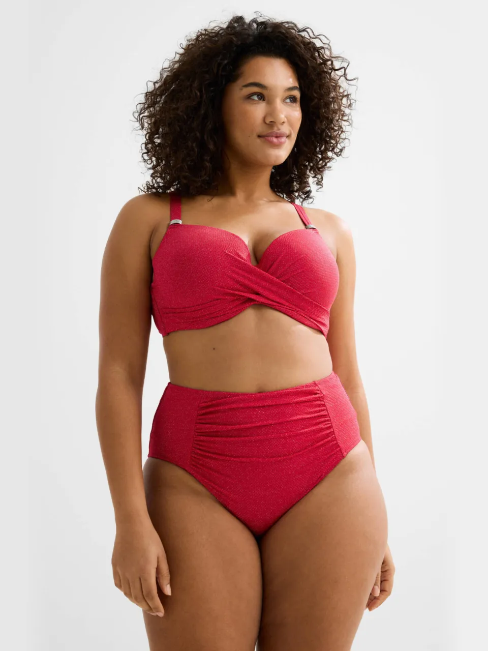 BEACHWAVE Curve voorgevormde beugel bikinitop met lurex rood
