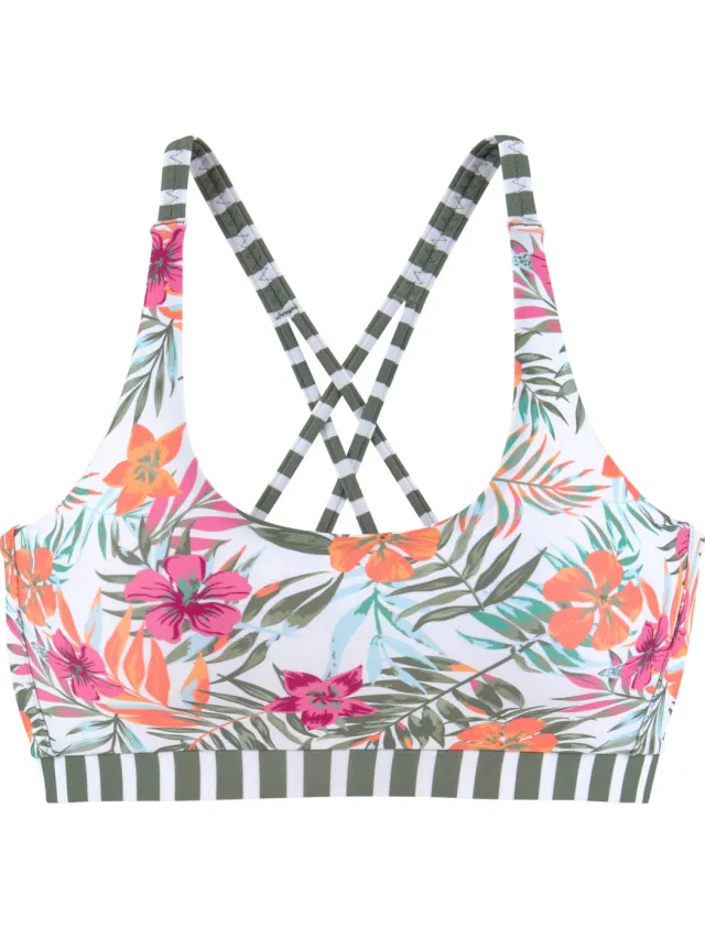 bustierbikinitop wit bloemenprint wit bedrukt