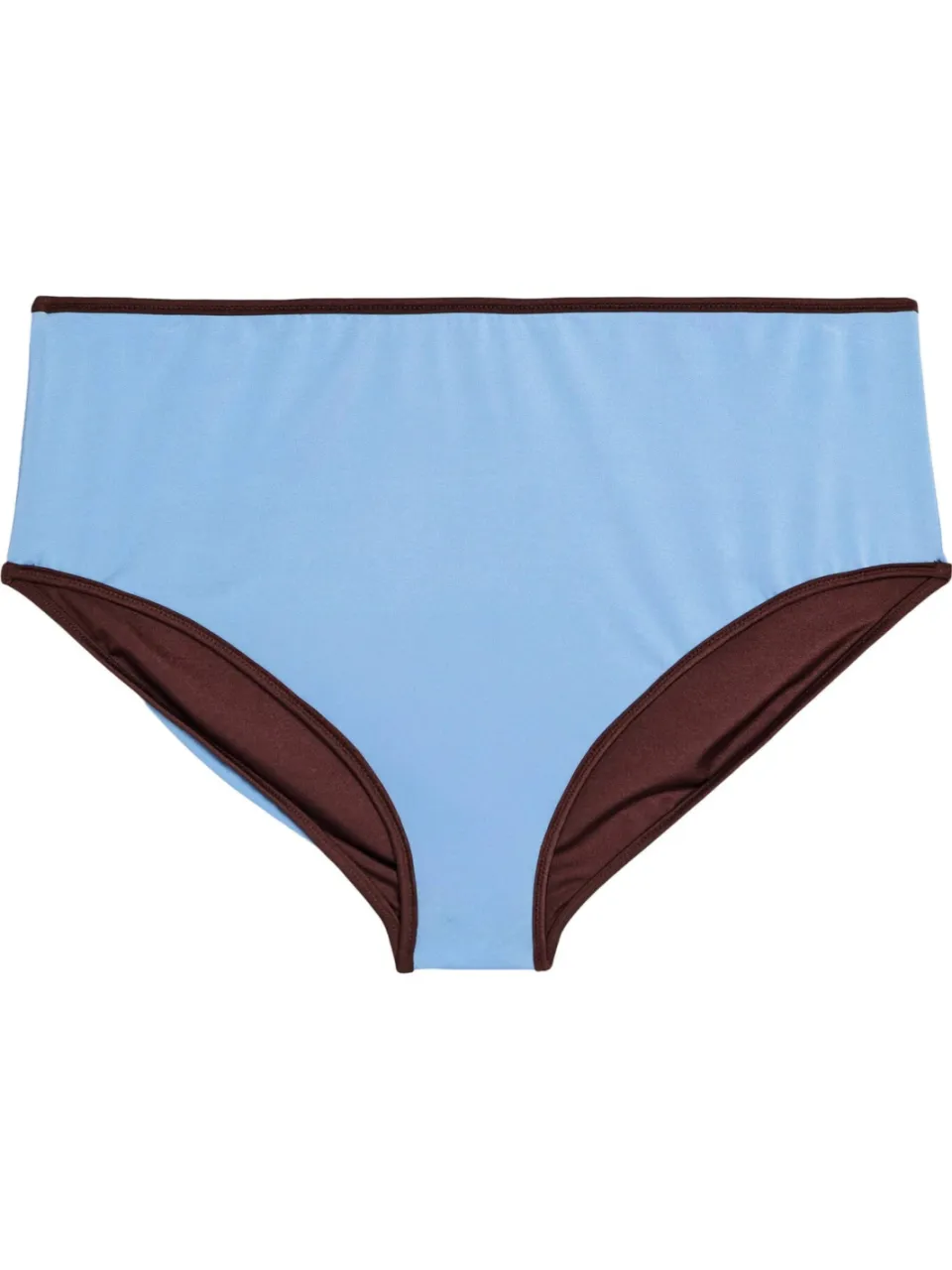 Zizzi reversible high waist bikinibroekje SENYA bruin/lichtblauw, foto 3