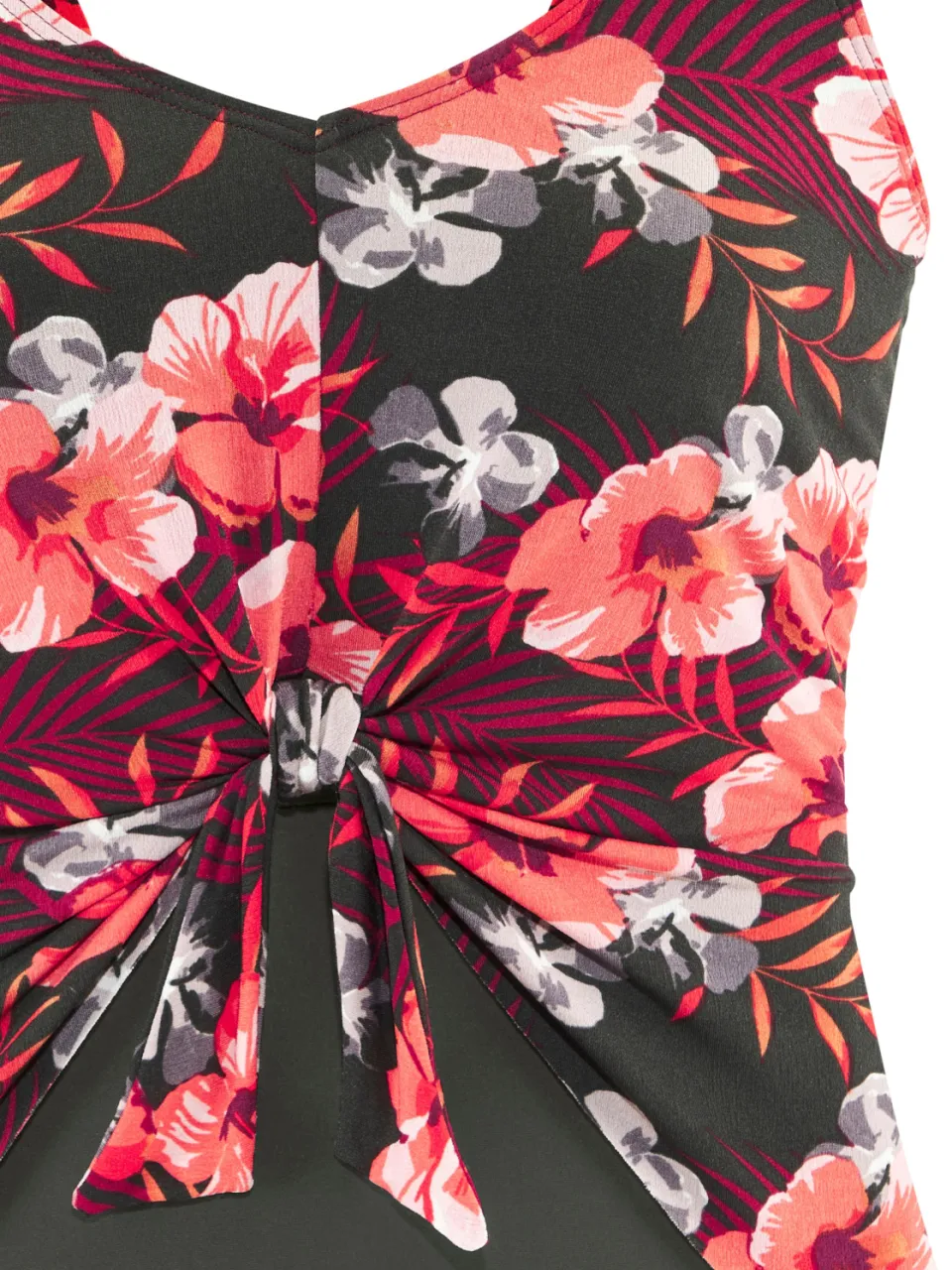 badpak zwart met rode bloemenprint, foto 3