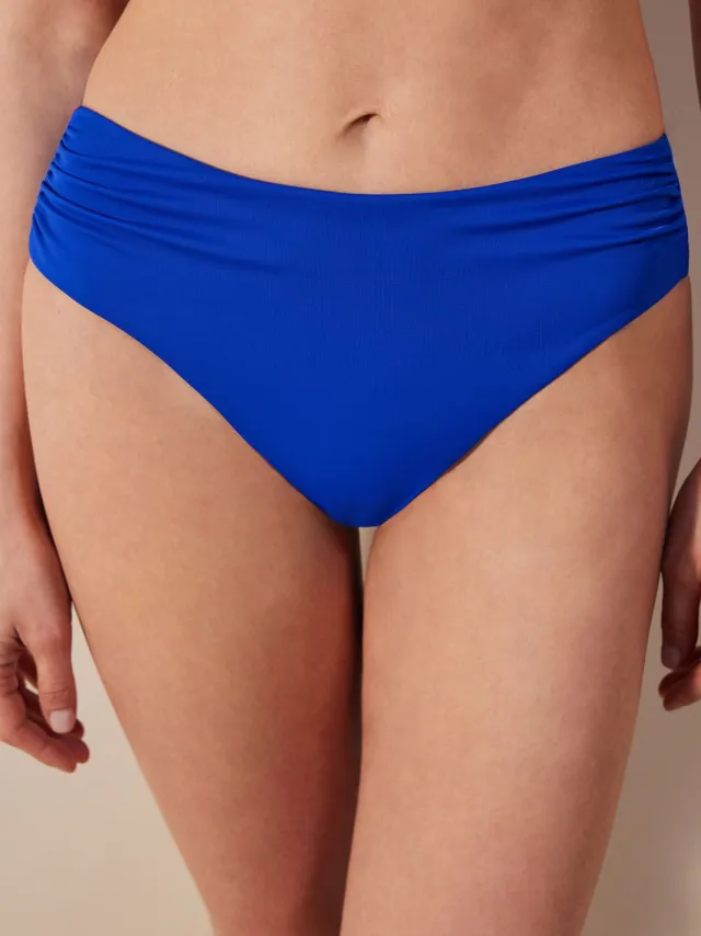 Penti Hoge Taille Gerimpelde Bikini Onderkant Blauw