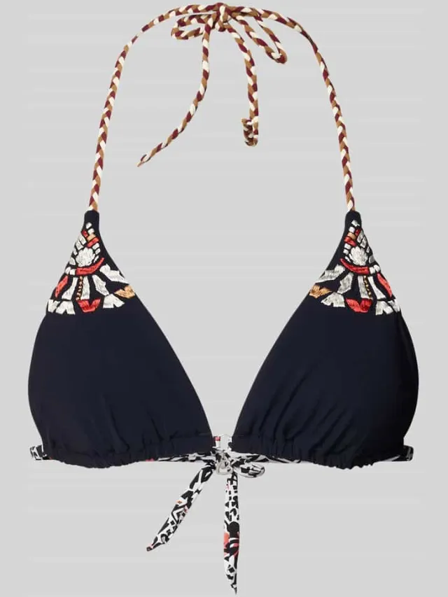 banana moon Bikini-top met motief-stitching model 'Crico' Zwart