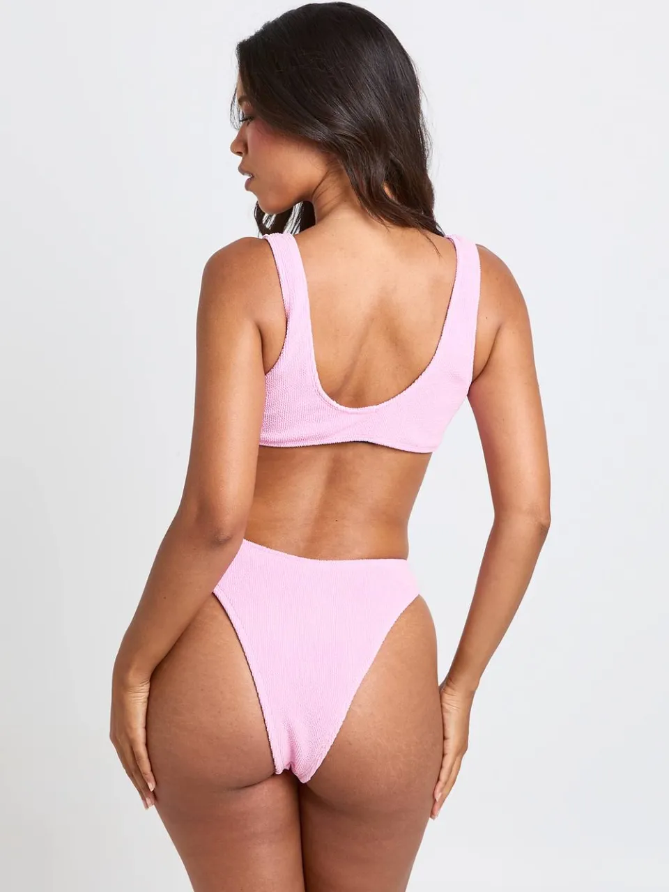 boohoo Dames Gestructureerd Hoog Uitgesneden Bikinislipje roze, foto 3