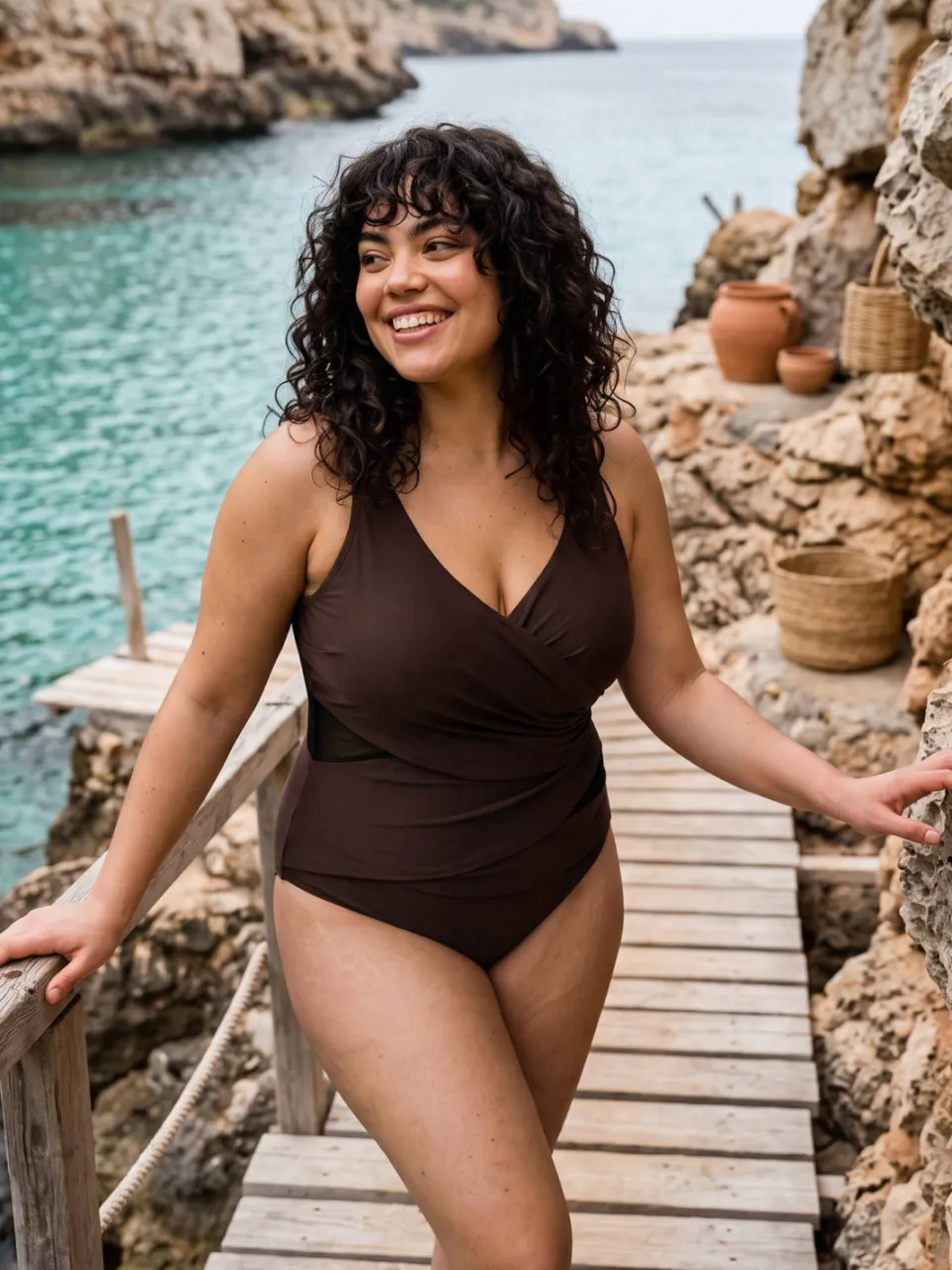 BEACHWAVE Curve corrigerend badpak met voorgevormde cups - donkerbruin, foto 4
