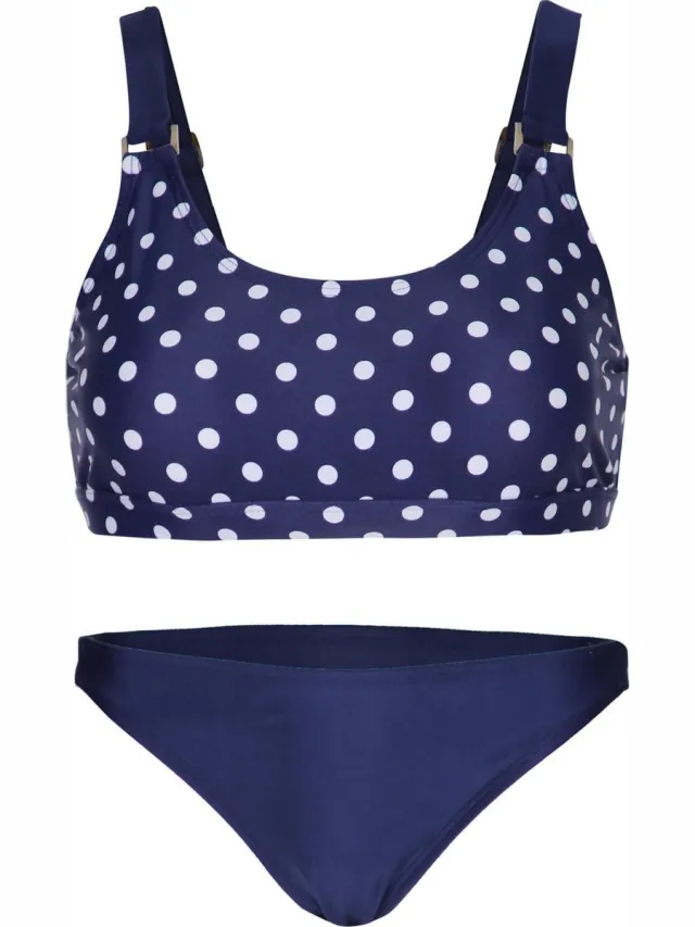 La V Bikini classic style - Navy stippen 152-158