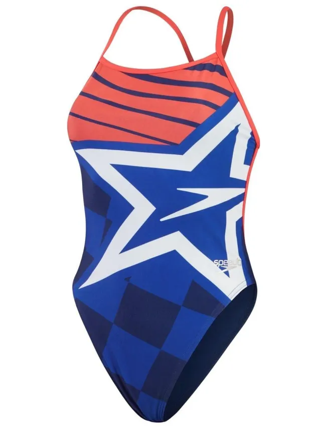 Speedo Dameszwempak met sterrenprint (Blauw)