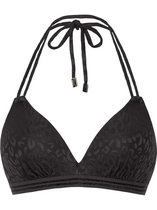 Beachlife Textured Leo Halter bikinitop met beugel Dames Grijs