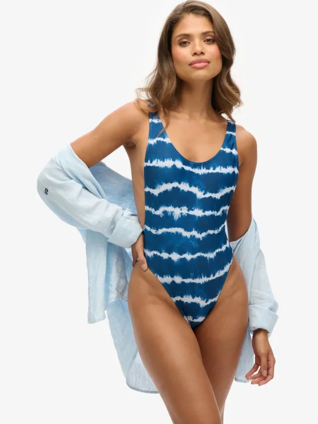 Superdry Tie-dye badpak - Dames - Badpakken tie dye navy