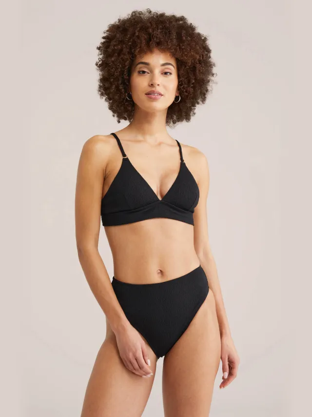 WE Fashion high waist bikinibroekje met textuur zwart