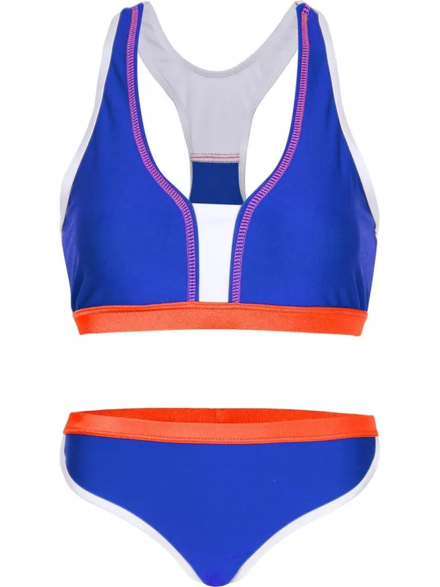 La V Sportieve bikini met 3 kleuren - Blauw -152-158