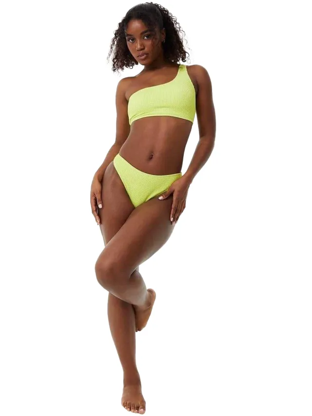 Jack Wills Dames/Dames Asymmetrische Gerimpelde Bikinitop (Kalk) limoengroen, foto 2