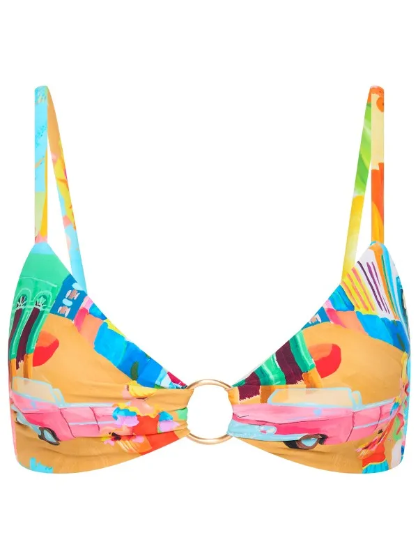 Seafolly Women's Cuba Ring Front Bralette - Bikinitop, meerkleurig