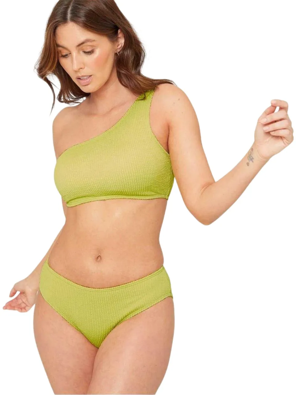 Be You Dames/dames Bikinibroekje met structuur (Kalk) limoengroen, foto 2