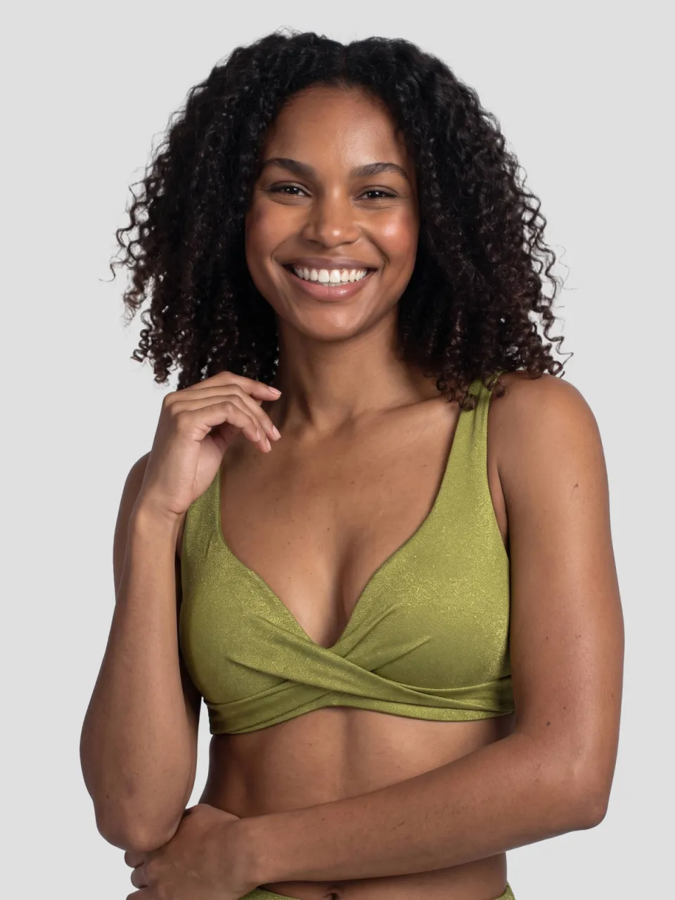 BEACHWAVE push-up bikinitop met lurex olijfgroen, foto 8