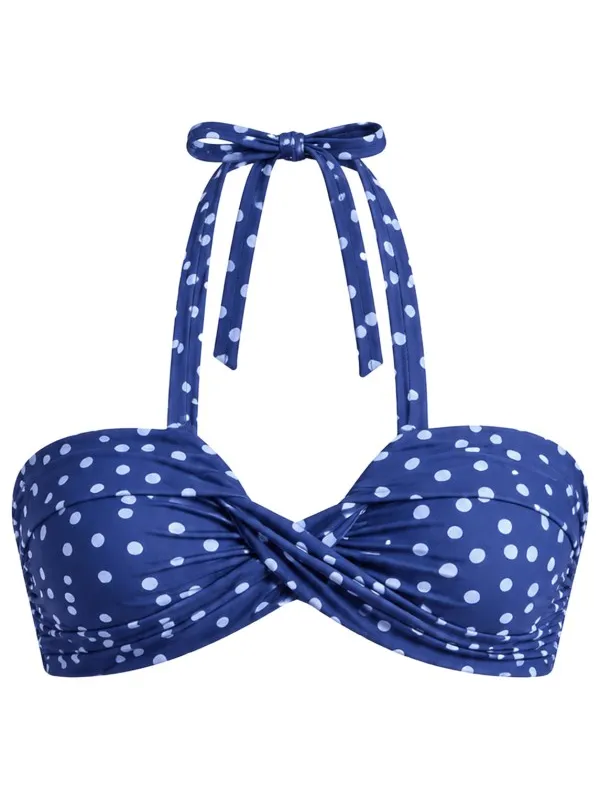 Seafolly Women's Dolce Dot Halter Bandeau - Bikinitop, blauw