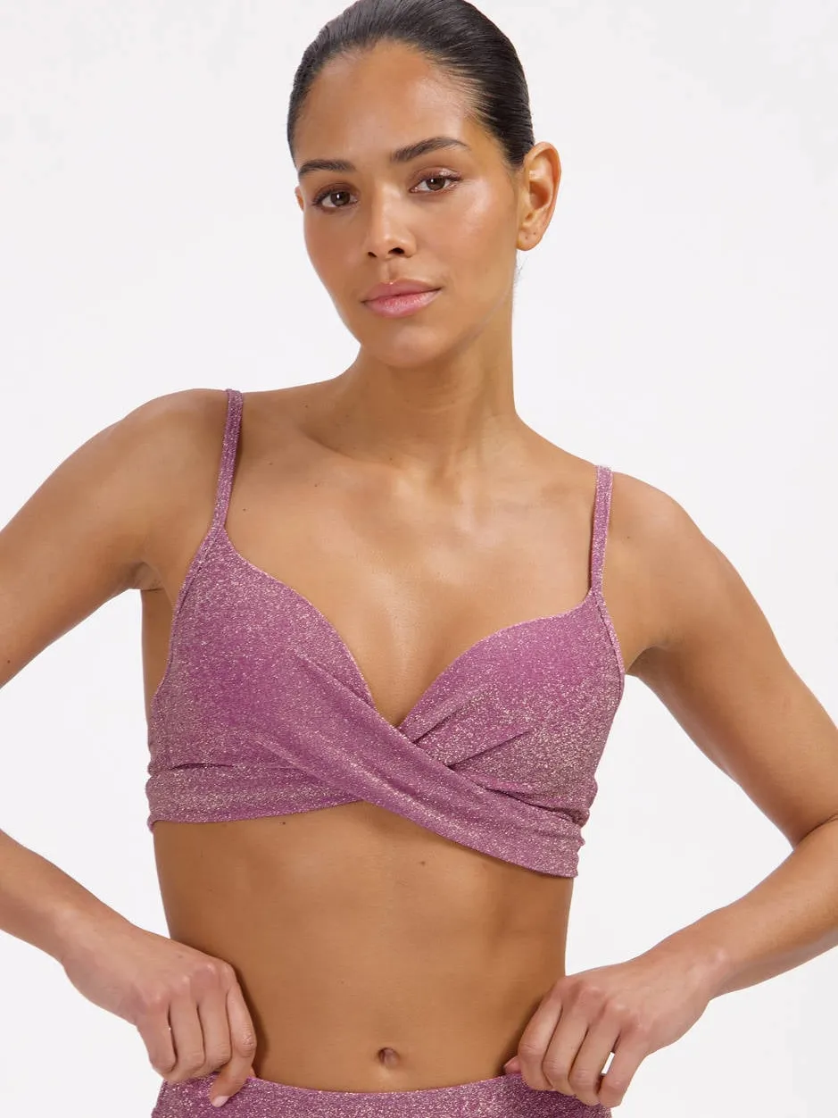 Beachlife voorgevormde beugel bikinitop met lurex oudroze