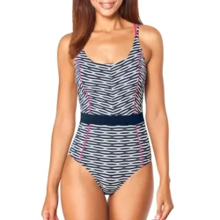 Triumph Waves of Light OP 02 badpak marineblauw gestreept Versch.kleure/Patroon,Wit,Blauw