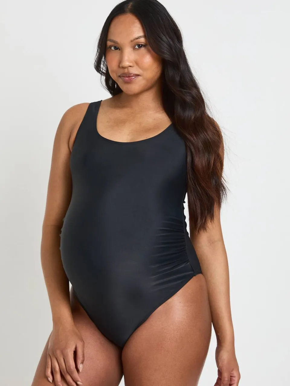 boohoo Dames Zwangerschaps Badpak Met Ronde Hals zwart, foto 3