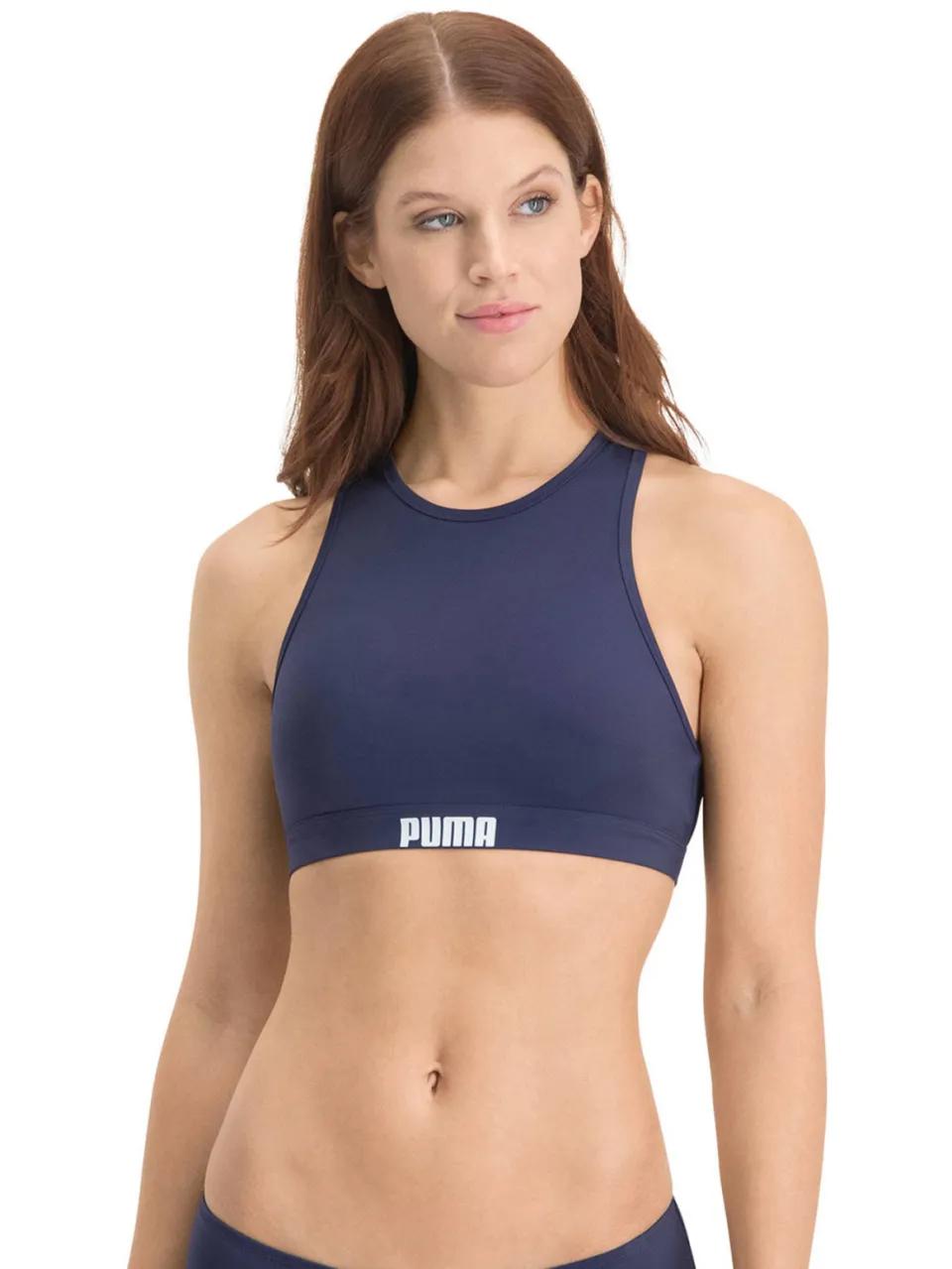 Puma niet-voorgevormde crop bikinitop donkerblauw, foto 5