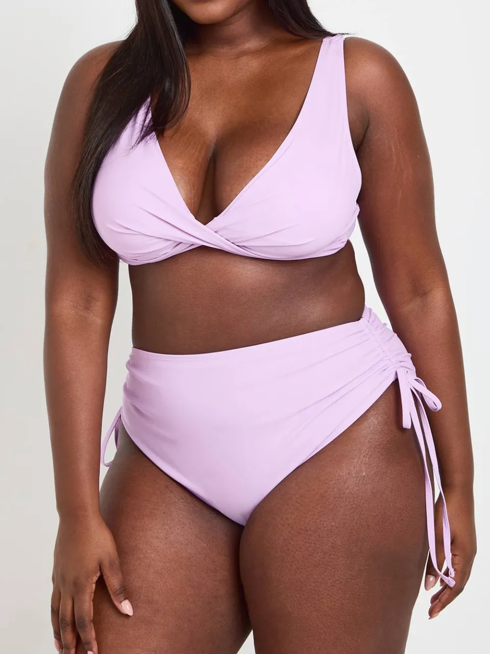 boohoo Dames Plus Zwemkleding Essentials Buikcontrole Hoge Taille Slip lila, foto 4