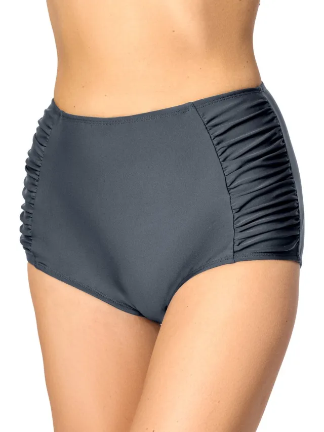 Merry Style Dames Zwembroek - Bikinibroekje - Elastische tailleband – Polyamide & Elastaan – Grafiet (9154) – 48 - MS-MS10-119-SL