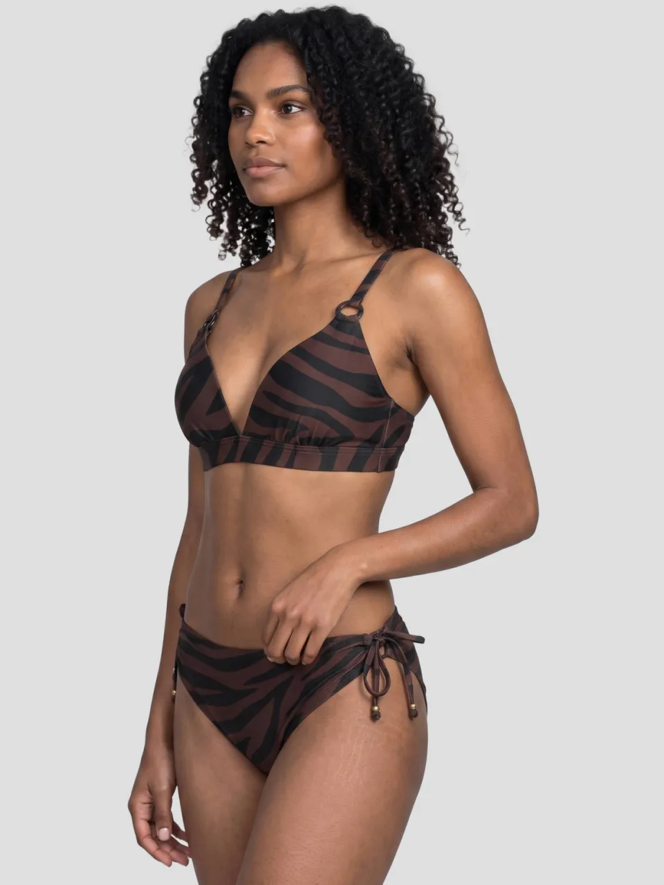 BEACHWAVE bikinibroekje met zebraprint - donkerbruin/zwart, foto 7