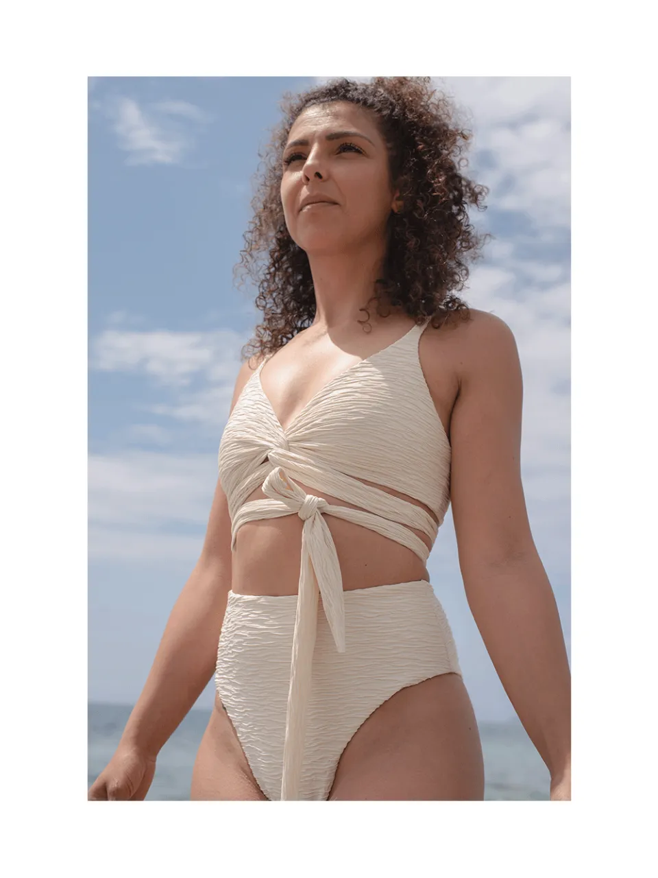 Anekdot dames vegan Bikiniset Jacquard Lin Skyline High Crème