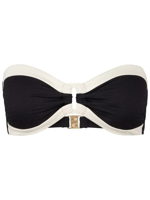Seafolly Band Wave Trim Front Bandeau - Bikinitop, zwart