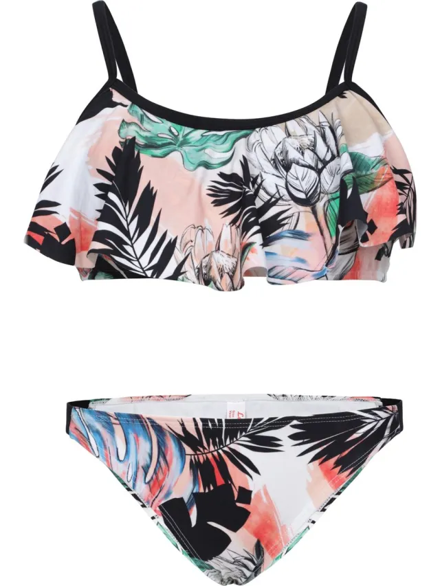 La V Bikini met volant top Bladeren in pastelkleur 140-146
