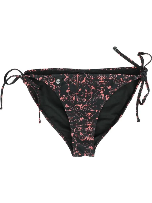 R.E.D. ROCK-ENGINEERED DESIGN Zwart bikinibroekje met rode motieven - Dames