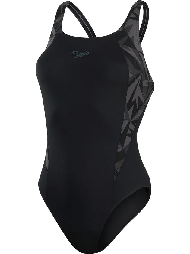 Speedo HyperBoom Splice Muscleback Zwart/Grijs Dames Sportbadpak