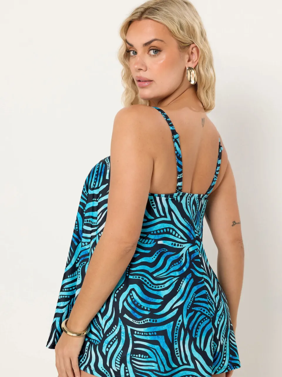 Yours Blue Pacific Abstract Print Tankini Top, foto 5