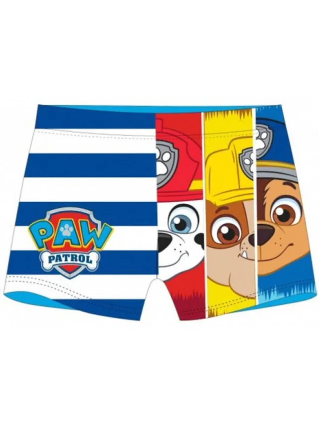 PAW Patrol Zwembroek – Blauw/Wit Gestreept met Marshall, Rubble & Chase – Veelkleurig