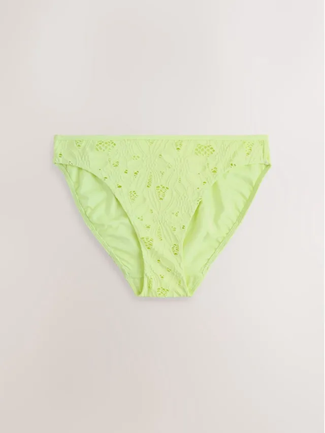 Next Dames - Hoog opgesneden bikinislip - Geel Yellow Broderie