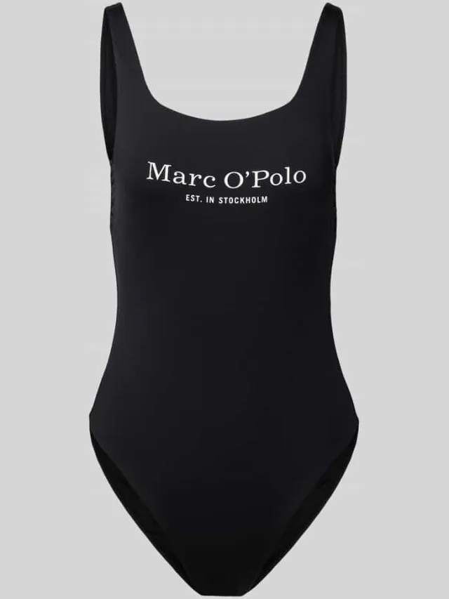 Marc O'Polo Badpak met labelprint, model 'Essentials' Zwart