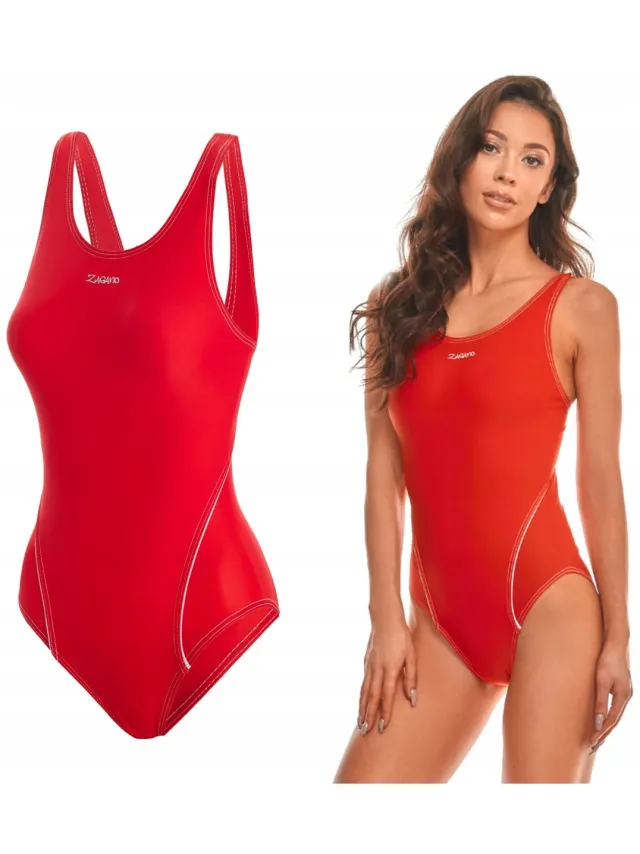 ZAGANO Badpak dames - Sneldrogende - Sport zwempak - Strandpak damen rood