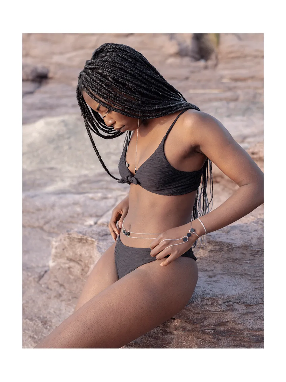 Anekdot dames vegan Bikini Set Jacquard Leona Skyline Slim Zwart, foto 2