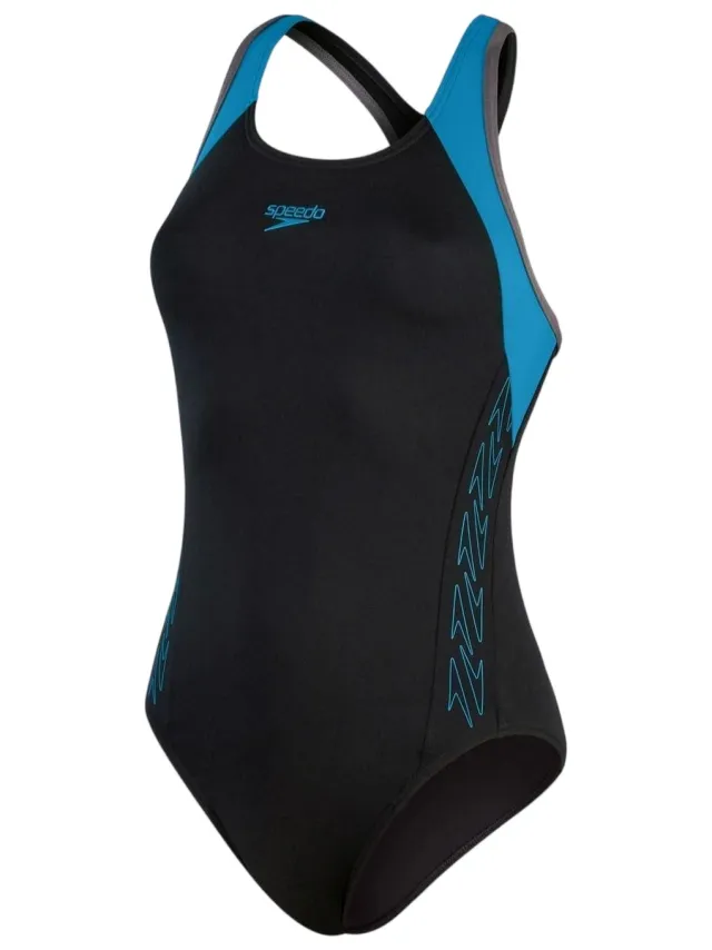 Speedo Dames/Dames Abstract One Piece Badpak (ZWART/BLAUW), foto 2