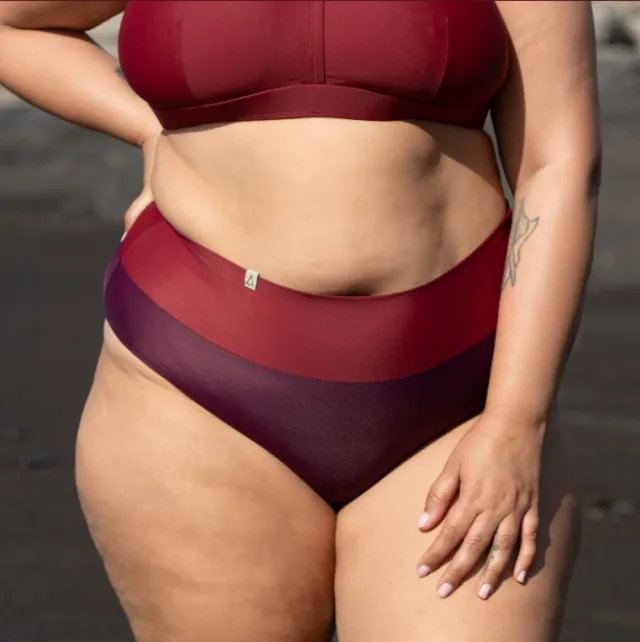 Inaska dames vegan Bikinibroekje Hoge Taille Feel Berry Donkerrood, foto 2