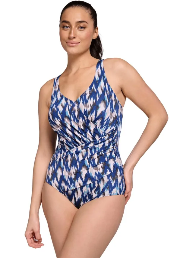 Ten Cate badpak soft cup v-neck ikat blue voor Dames