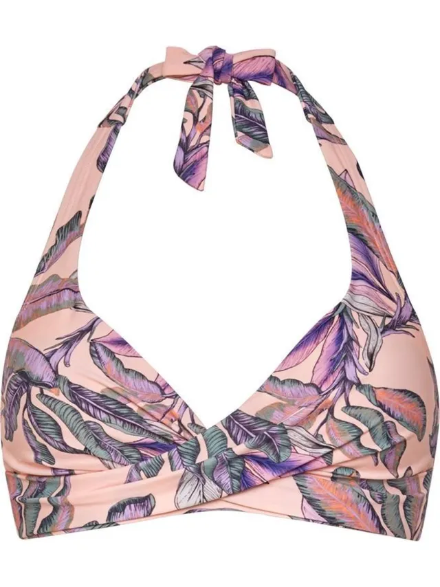 Beachlife Maat 36F Tropical Blush Halter bikinitop met beugel Dames Multicolor