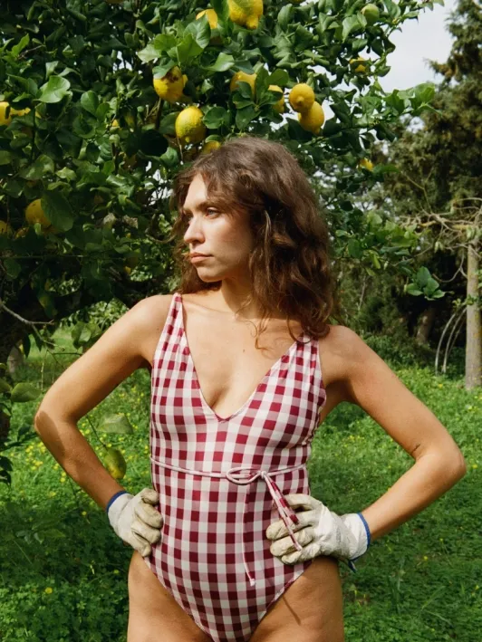 Nénés dames vegan Badpak Louise Roze Gingham