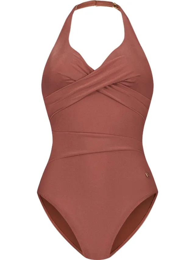 Beachlife Chocolate Shine overslag badpak Roze, bruin