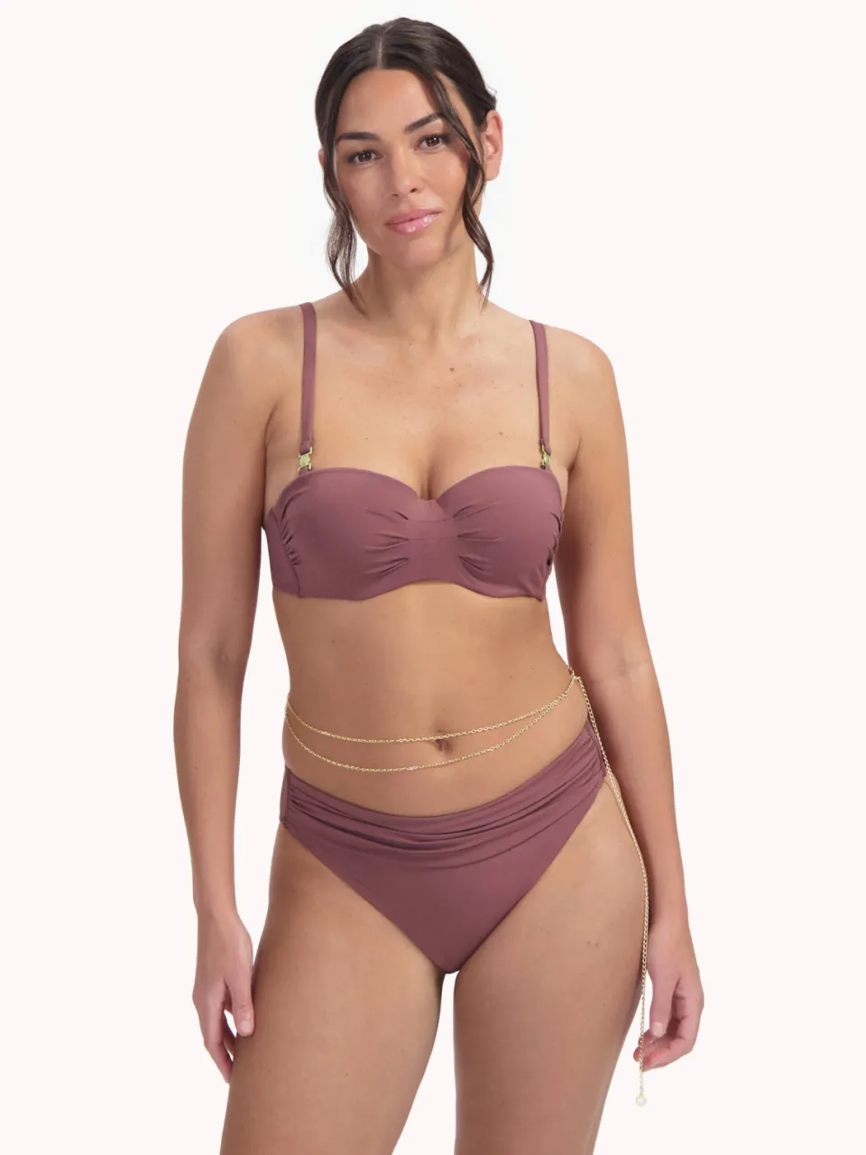 Cyell Wild Ginger strapless bandeau bikinitop donkerroze