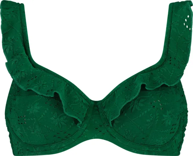 Beachlife Green Embroidery Dames Bikinitopje Donkergroen, Groen