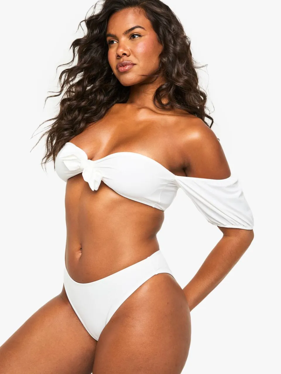 boohoo Dames Premium Bruids bikini-top met pofmouwen wit, foto 3