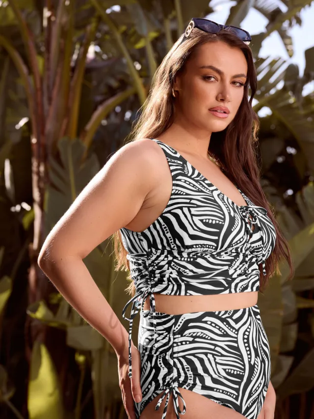 Yours Zwarte Abstracte Superhoge Taille Bikinibroek, foto 2